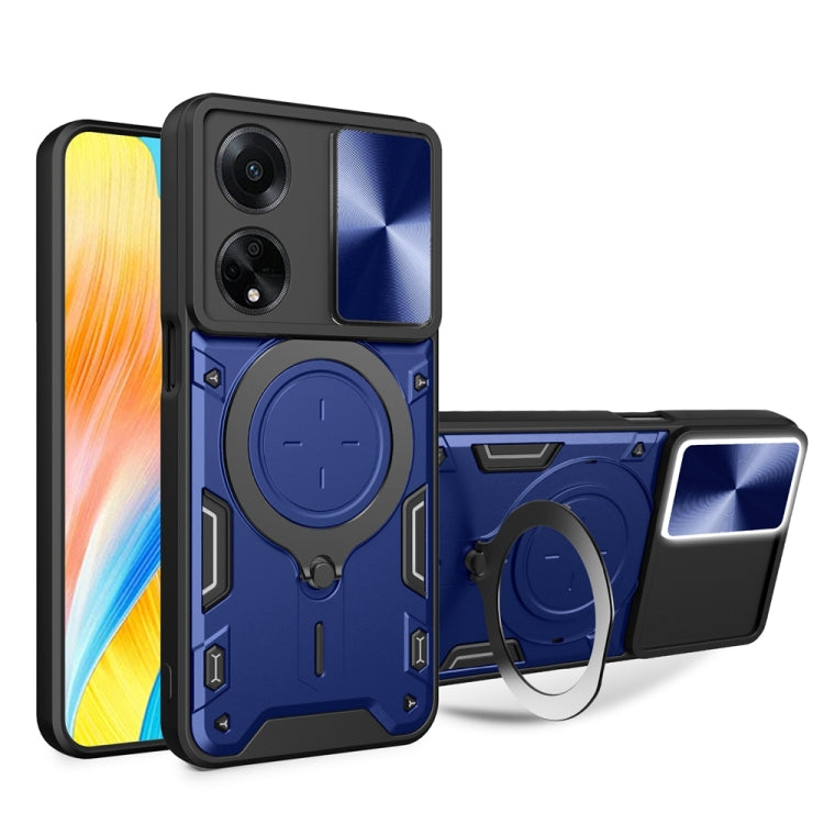 CD Texture Sliding Camshield Magnetic Holder Phone Case, For OPPO Reno11 5G Global, For OPPO Reno11 Pro 5G Global, For OPPO A38 4G Global, For OPPO A58 4G Global, For OPPO Reno10 5G Global, For OPPO A78 4G, For OPPO F23 5G India / A98 5G / A1 5G       ...
