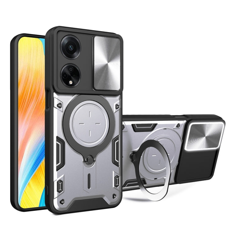 CD Texture Sliding Camshield Magnetic Holder Phone Case, For OPPO Reno11 5G Global, For OPPO Reno11 Pro 5G Global, For OPPO A38 4G Global, For OPPO A58 4G Global, For OPPO Reno10 5G Global, For OPPO A78 4G, For OPPO F23 5G India / A98 5G / A1 5G       ...