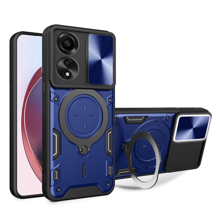 CD Texture Sliding Camshield Magnetic Holder Phone Case, For OPPO Reno11 5G Global, For OPPO Reno11 Pro 5G Global, For OPPO A38 4G Global, For OPPO A58 4G Global, For OPPO Reno10 5G Global, For OPPO A78 4G, For OPPO F23 5G India / A98 5G / A1 5G       ...