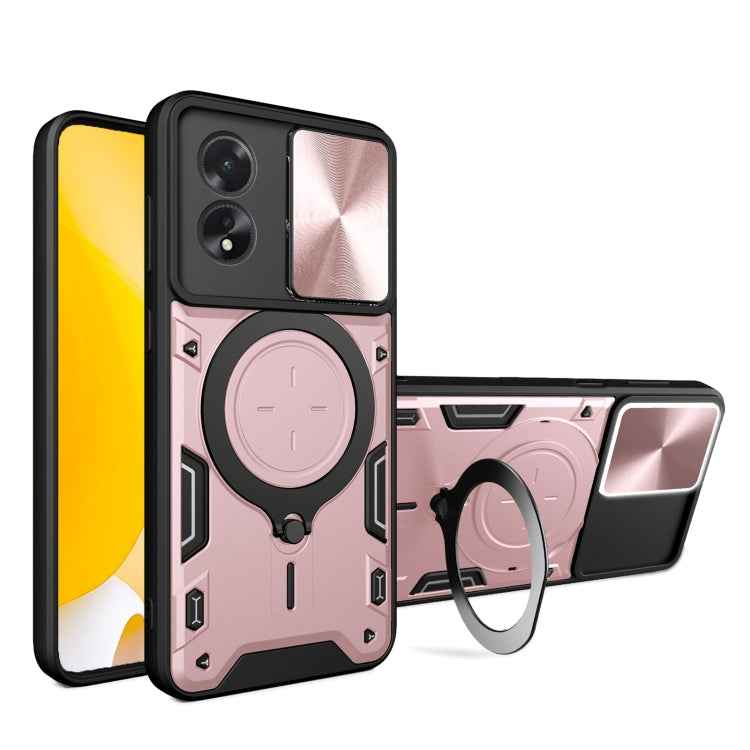 CD Texture Sliding Camshield Magnetic Holder Phone Case, For OPPO Reno11 5G Global, For OPPO Reno11 Pro 5G Global, For OPPO A38 4G Global, For OPPO A58 4G Global, For OPPO Reno10 5G Global, For OPPO A78 4G, For OPPO F23 5G India / A98 5G / A1 5G       ...