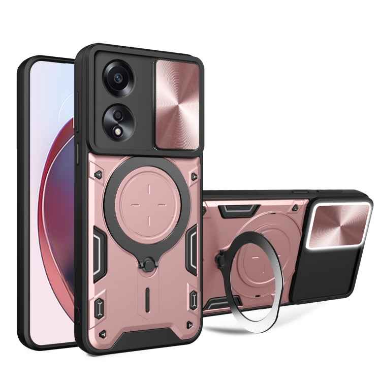 CD Texture Sliding Camshield Magnetic Holder Phone Case, For OPPO Reno11 5G Global, For OPPO Reno11 Pro 5G Global, For OPPO A38 4G Global, For OPPO A58 4G Global, For OPPO Reno10 5G Global, For OPPO A78 4G, For OPPO F23 5G India / A98 5G / A1 5G       ...