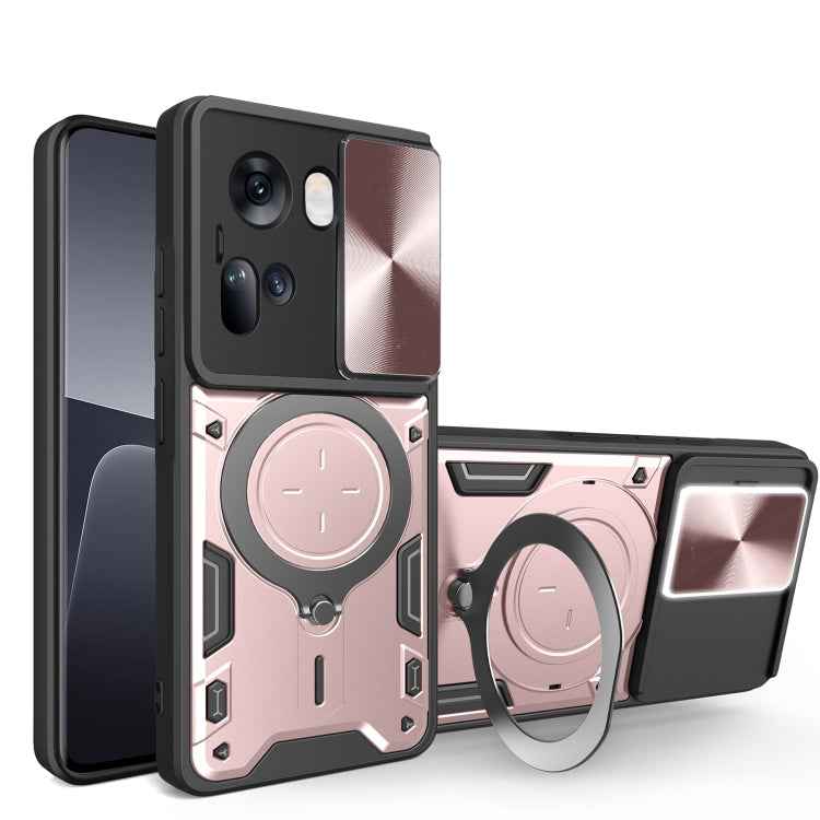 CD Texture Sliding Camshield Magnetic Holder Phone Case, For OPPO Reno11 5G Global, For OPPO Reno11 Pro 5G Global, For OPPO A38 4G Global, For OPPO A58 4G Global, For OPPO Reno10 5G Global, For OPPO A78 4G, For OPPO F23 5G India / A98 5G / A1 5G       ...