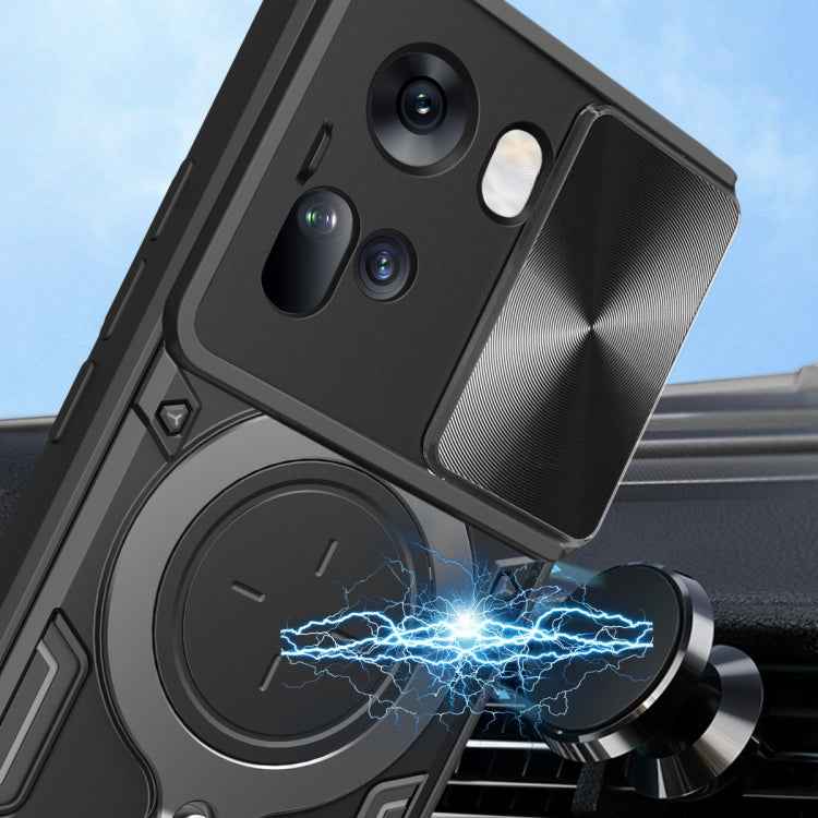 CD Texture Sliding Camshield Magnetic Holder Phone Case, For OPPO Reno11 5G Global, For OPPO Reno11 Pro 5G Global, For OPPO A38 4G Global, For OPPO A58 4G Global, For OPPO Reno10 5G Global, For OPPO A78 4G, For OPPO F23 5G India / A98 5G / A1 5G       ...