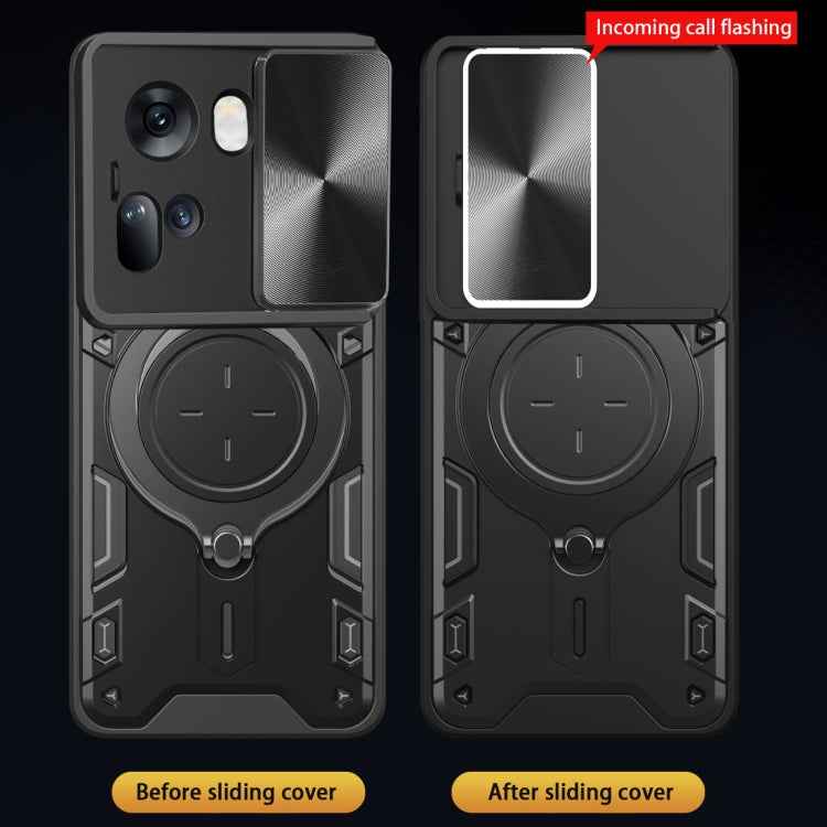 CD Texture Sliding Camshield Magnetic Holder Phone Case, For OPPO Reno11 5G Global, For OPPO Reno11 Pro 5G Global, For OPPO A38 4G Global, For OPPO A58 4G Global, For OPPO Reno10 5G Global, For OPPO A78 4G, For OPPO F23 5G India / A98 5G / A1 5G       ...