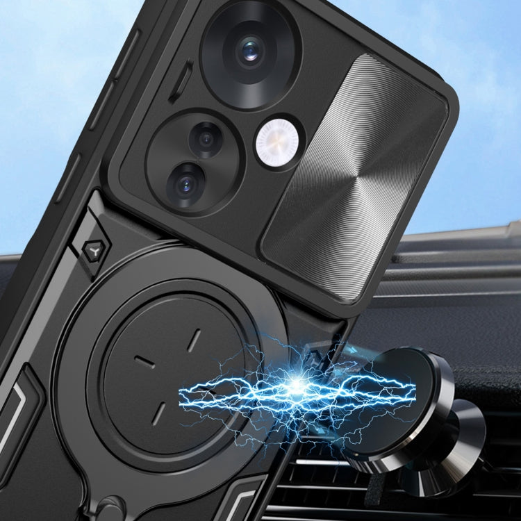 CD Texture Sliding Camshield Magnetic Holder Phone Case, For OPPO Reno11 F 5G Global, For OPPO Reno11 5G Global, For OPPO Reno11 Pro 5G Global, For OPPO A38 4G Global, For OPPO A58 4G Global, For OPPO Reno10 5G Global, For OPPO A78 4G                  ...