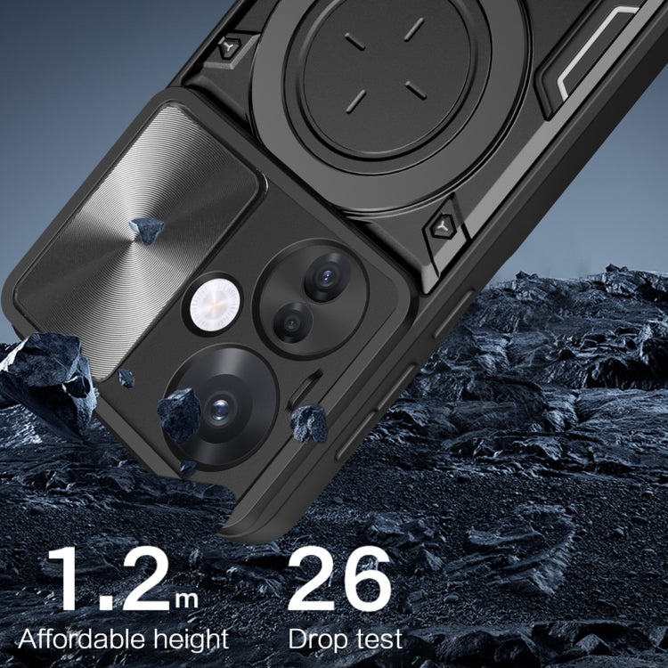 CD Texture Sliding Camshield Magnetic Holder Phone Case, For OPPO Reno11 F 5G Global, For OPPO Reno11 5G Global, For OPPO Reno11 Pro 5G Global, For OPPO A38 4G Global, For OPPO A58 4G Global, For OPPO Reno10 5G Global, For OPPO A78 4G                  ...