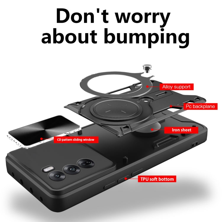 CD Texture Sliding Camshield Magnetic Holder Phone Case, For OPPO Reno12 5G Global, For OPPO Reno11 F 5G Global, For OPPO Reno11 5G Global, For OPPO Reno11 Pro 5G Global, For OPPO A38 4G Global, For OPPO A58 4G Global, For OPPO Reno10 5G Global        ...