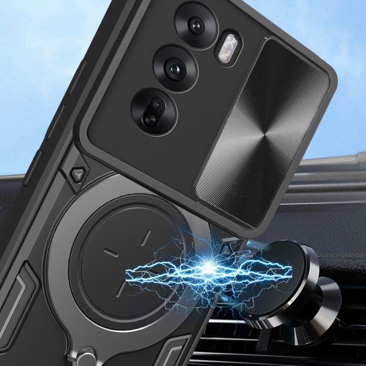 CD Texture Sliding Camshield Magnetic Holder Phone Case, For OPPO Reno12 5G Global, For OPPO Reno11 F 5G Global, For OPPO Reno11 5G Global, For OPPO Reno11 Pro 5G Global, For OPPO A38 4G Global, For OPPO A58 4G Global, For OPPO Reno10 5G Global        ...