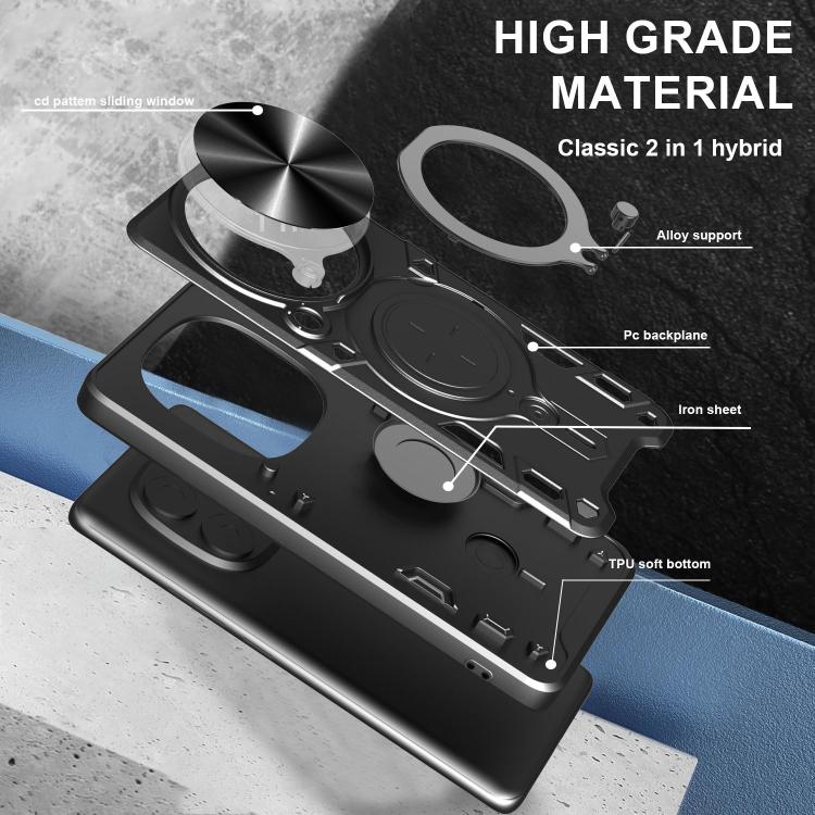 CD Texture Sliding Camshield Magnetic Holder Phone Case, For OPPO Find X8 Pro, For OPPO Reno8 T 5G, For OPPO A17 4G, For OPPO Reno8 Pro 5G, For OPPO Reno8 5G, For OPPO Reno7 4G / F21 Pro 4G, For OPPO Reno7 5G, For OPPO Reno 6 4G