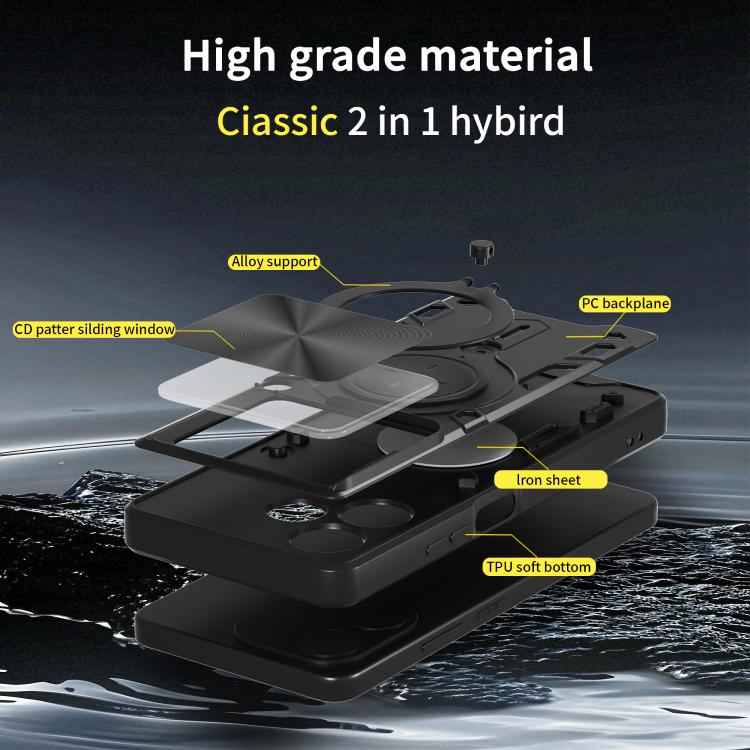 CD Texture Sliding Camshield Magnetic Holder Phone Case, For OPPO A5 Pro 5G Global, For OPPO Find X8, For OPPO A3x 5G India / A3x 4G, For OPPO Reno12 F 5G Global, For OPPO A3 Pro 5G India, For OPPO Reno12 Pro 5G Global, For OPPO Reno12 5G Global       ...