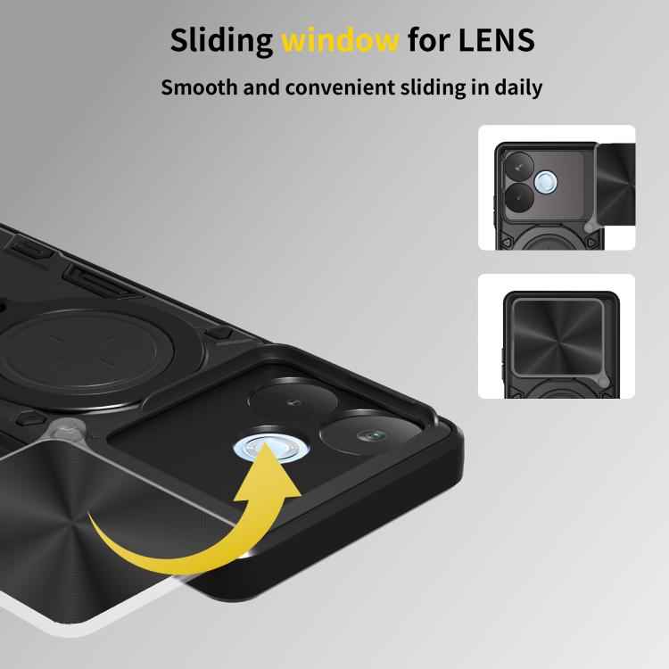 CD Texture Sliding Camshield Magnetic Holder Phone Case, For OPPO A5 Pro 5G Global, For OPPO Find X8, For OPPO A3x 5G India / A3x 4G, For OPPO Reno12 F 5G Global, For OPPO A3 Pro 5G India, For OPPO Reno12 Pro 5G Global, For OPPO Reno12 5G Global       ...