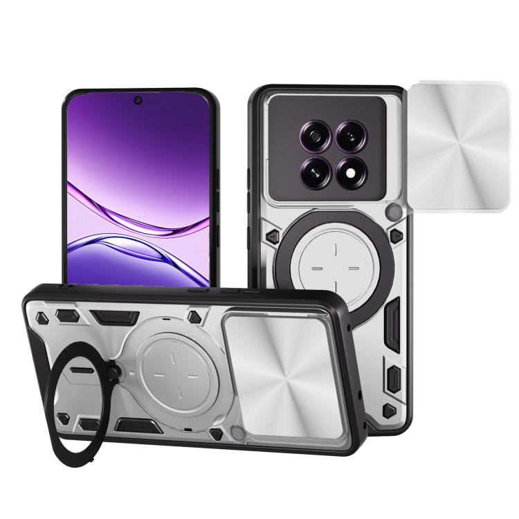 CD Texture Sliding Camshield Magnetic Holder Phone Case, For OPPO Find X9, For OPPO Find X9 Pro, For OPPO Reno14 F 5G Global, For OPPO A5 5G Global / A5x 5G, For OPPO Reno14 5G Global, For OPPO A59 5G Global, For OPPO F29 Pro 5G Global                 ...