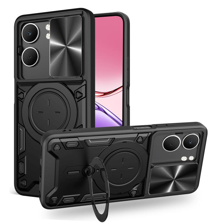 CD Texture Sliding Camshield Magnetic Holder Phone Case, For OPPO Find X9, For OPPO Find X9 Pro, For OPPO Reno14 F 5G Global, For OPPO A5 5G Global / A5x 5G, For OPPO Reno14 5G Global, For OPPO A59 5G Global, For OPPO F29 Pro 5G Global                 ...