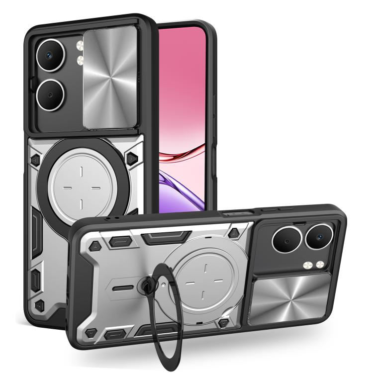 CD Texture Sliding Camshield Magnetic Holder Phone Case, For OPPO Find X9, For OPPO Find X9 Pro, For OPPO Reno14 F 5G Global, For OPPO A5 5G Global / A5x 5G, For OPPO Reno14 5G Global, For OPPO A59 5G Global, For OPPO F29 Pro 5G Global                 ...