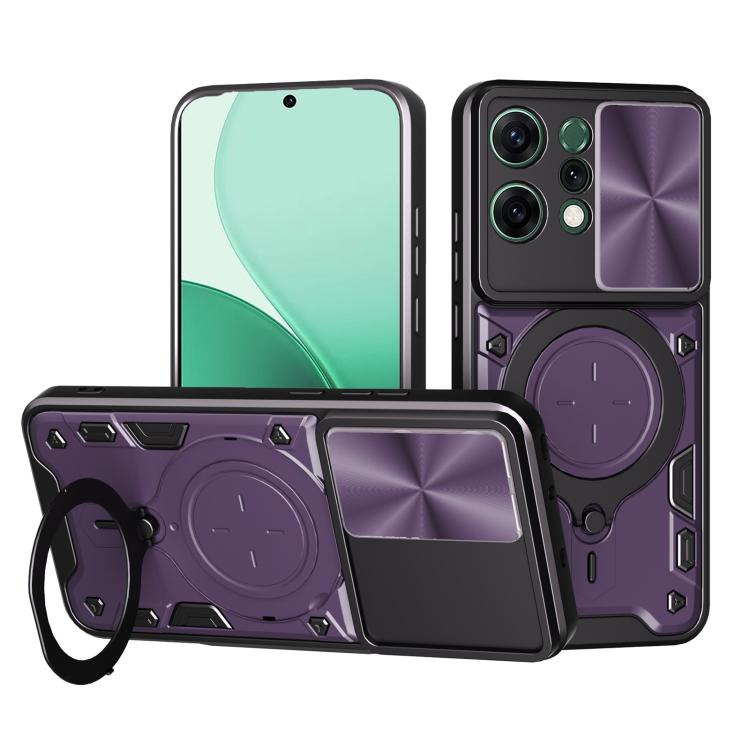 CD Texture Sliding Camshield Magnetic Holder Phone Case, For OPPO Find X9, For OPPO Find X9 Pro, For OPPO Reno14 F 5G Global, For OPPO A5 5G Global / A5x 5G, For OPPO Reno14 5G Global, For OPPO A59 5G Global, For OPPO F29 Pro 5G Global                 ...