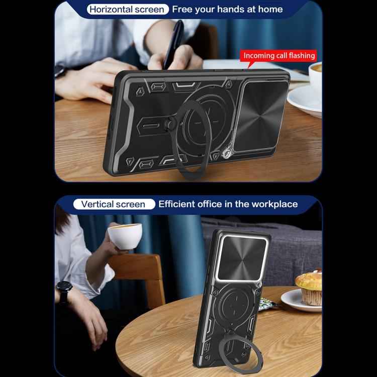 CD Texture Sliding Camshield Magnetic Holder Phone Case, For OPPO Find X9, For OPPO Find X9 Pro, For OPPO Reno14 F 5G Global, For OPPO A5 5G Global / A5x 5G, For OPPO Reno14 5G Global, For OPPO A59 5G Global, For OPPO F29 Pro 5G Global                 ...