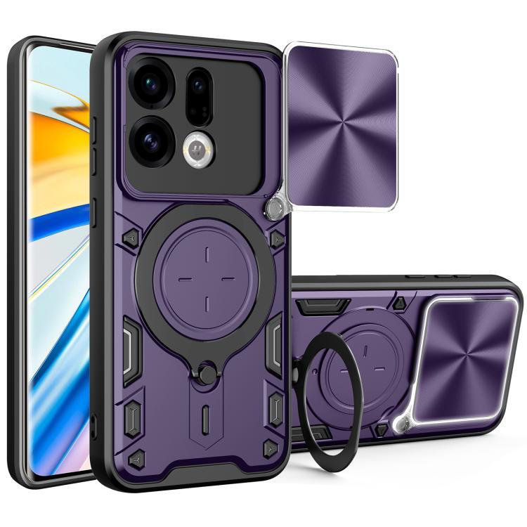 CD Texture Sliding Camshield Magnetic Holder Phone Case, For OPPO Find X9 Ultra, For OPPO Find X9, For OPPO Find X9 Pro, For OPPO Reno14 F 5G Global, For OPPO A5 5G Global / A5x 5G, For OPPO Reno14 5G Global, For OPPO A59 5G Global                     ...