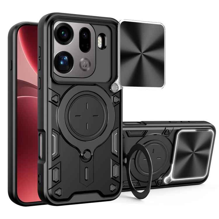 CD Texture Sliding Camshield Magnetic Holder Phone Case, For OPPO Find X9, For OPPO Find X9 Pro, For OPPO Reno14 F 5G Global, For OPPO A5 5G Global / A5x 5G, For OPPO Reno14 5G Global, For OPPO A59 5G Global, For OPPO F29 Pro 5G Global                 ...