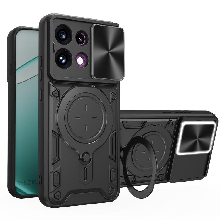 CD Texture Sliding Camshield Magnetic Holder Phone Case, For OPPO Reno16 F 5G, For OPPO Find X9 Ultra, For OPPO Find X9, For OPPO Find X9 Pro, For OPPO Reno14 F 5G Global, For OPPO A5 5G Global / A5x 5G, For OPPO Reno14 5G Global, For OPPO A59 5G Global