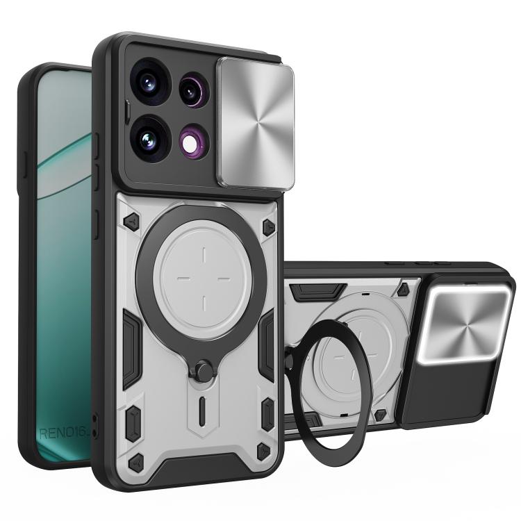 CD Texture Sliding Camshield Magnetic Holder Phone Case, For OPPO Reno16 F 5G, For OPPO Find X9 Ultra, For OPPO Find X9, For OPPO Find X9 Pro, For OPPO Reno14 F 5G Global, For OPPO A5 5G Global / A5x 5G, For OPPO Reno14 5G Global, For OPPO A59 5G Global