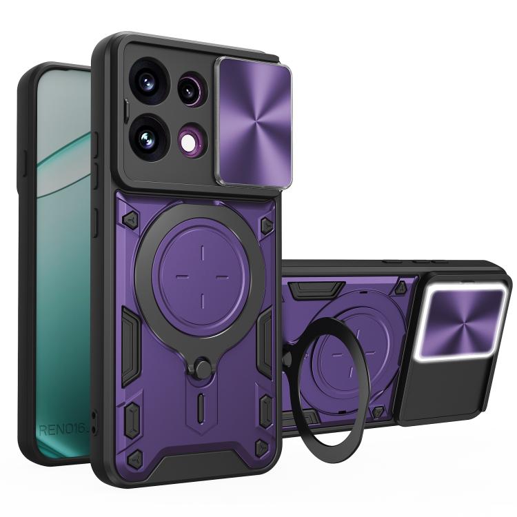 CD Texture Sliding Camshield Magnetic Holder Phone Case, For OPPO Reno16 F 5G, For OPPO Find X9 Ultra, For OPPO Find X9, For OPPO Find X9 Pro, For OPPO Reno14 F 5G Global, For OPPO A5 5G Global / A5x 5G, For OPPO Reno14 5G Global, For OPPO A59 5G Global