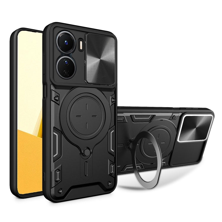 CD Texture Sliding Camshield Magnetic Holder Phone Case, For vivo V25 5G Global, For vivo Y16, For vivo V23e 4G / 5G Global, For vivo V23 5G / S12 5G, For vivo Y51 2020 / Y31, For vivo V21, For vivo Y35 4G