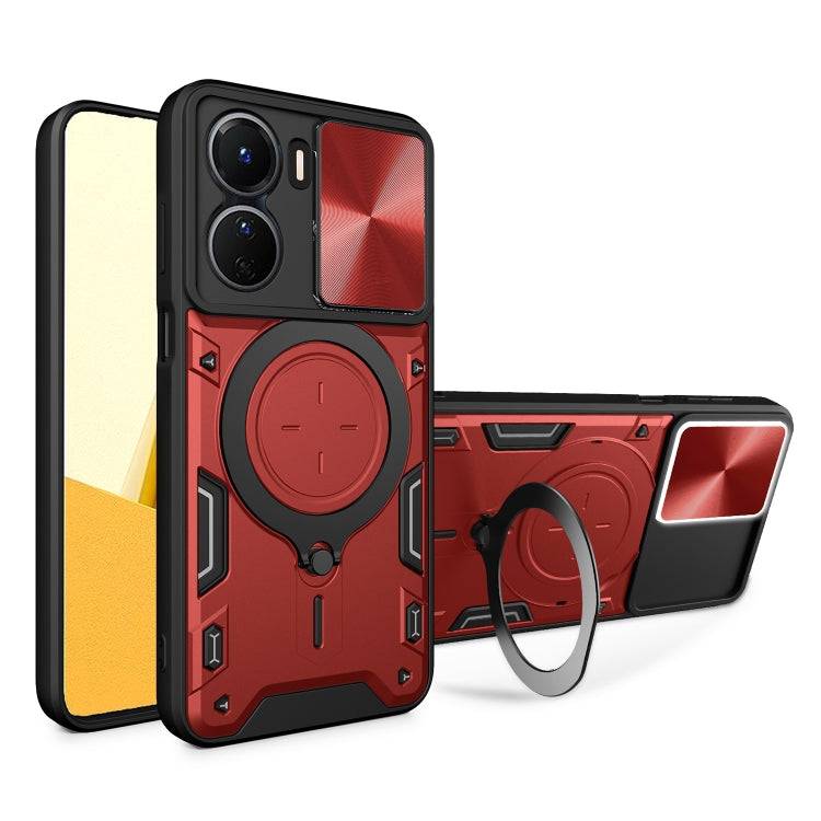 CD Texture Sliding Camshield Magnetic Holder Phone Case, For vivo V25 5G Global, For vivo Y16, For vivo V23e 4G / 5G Global, For vivo V23 5G / S12 5G, For vivo Y51 2020 / Y31, For vivo V21, For vivo Y35 4G
