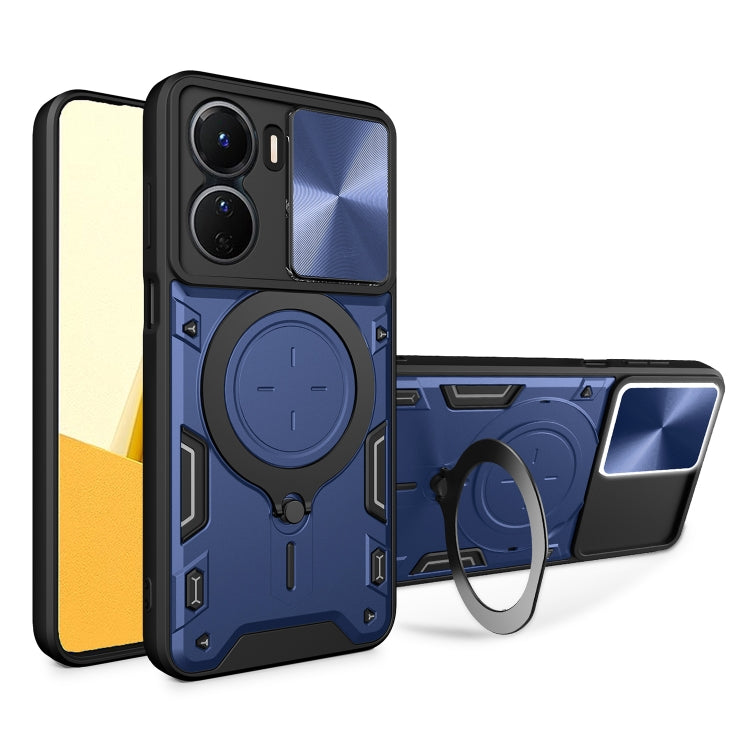 CD Texture Sliding Camshield Magnetic Holder Phone Case, For vivo V25 5G Global, For vivo Y16, For vivo V23e 4G / 5G Global, For vivo V23 5G / S12 5G, For vivo Y51 2020 / Y31, For vivo V21, For vivo Y35 4G