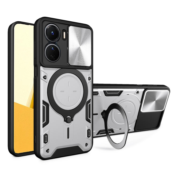 CD Texture Sliding Camshield Magnetic Holder Phone Case, For vivo V25 5G Global, For vivo Y16, For vivo V23e 4G / 5G Global, For vivo V23 5G / S12 5G, For vivo Y51 2020 / Y31, For vivo V21, For vivo Y35 4G