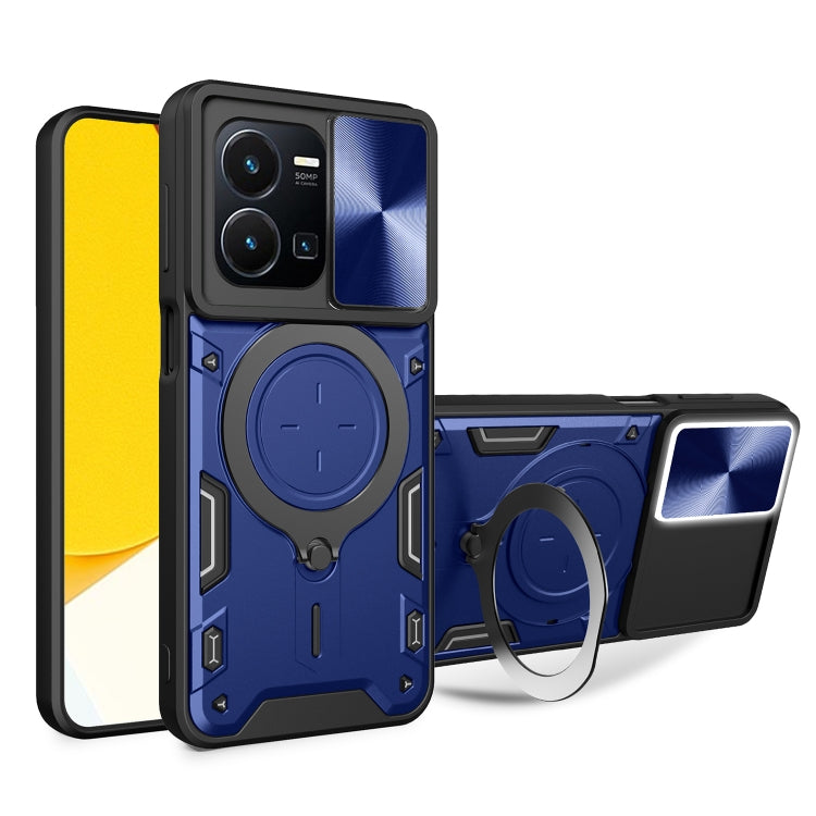 CD Texture Sliding Camshield Magnetic Holder Phone Case, For vivo V25 5G Global, For vivo Y16, For vivo V23e 4G / 5G Global, For vivo V23 5G / S12 5G, For vivo Y51 2020 / Y31, For vivo V21, For vivo Y35 4G
