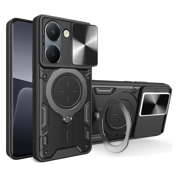 CD Texture Sliding Camshield Magnetic Holder Phone Case, For vivo V30e 5G Global, For vivo Y300 Pro, For vivo iQOO Z9s 5G, For vivo Y28 4G, For vivo Y03 / Y18 / Y18e 4G, For vivo V29e / Y200 5G, For vivo Y36 4G / 5G, For vivo S16 / S16 Pro / V27 5G