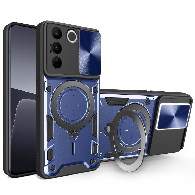 CD Texture Sliding Camshield Magnetic Holder Phone Case, For vivo V30e 5G Global, For vivo Y300 Pro, For vivo iQOO Z9s 5G, For vivo Y28 4G, For vivo Y03 / Y18 / Y18e 4G, For vivo V29e / Y200 5G, For vivo Y36 4G / 5G, For vivo S16 / S16 Pro / V27 5G