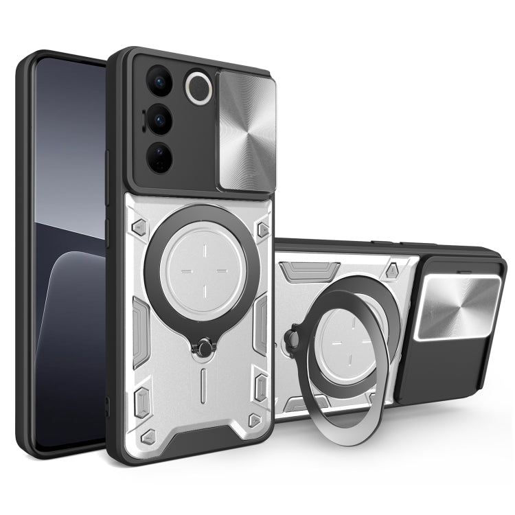 CD Texture Sliding Camshield Magnetic Holder Phone Case, For vivo V30e 5G Global, For vivo Y300 Pro, For vivo iQOO Z9s 5G, For vivo Y28 4G, For vivo Y03 / Y18 / Y18e 4G, For vivo V29e / Y200 5G, For vivo Y36 4G / 5G, For vivo S16 / S16 Pro / V27 5G