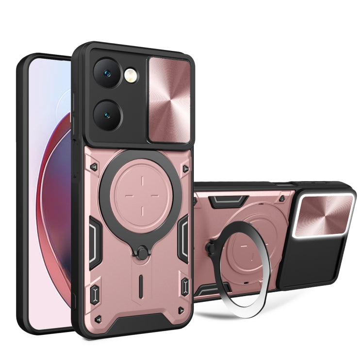 CD Texture Sliding Camshield Magnetic Holder Phone Case, For vivo V30e 5G Global, For vivo Y300 Pro, For vivo iQOO Z9s 5G, For vivo Y28 4G, For vivo Y03 / Y18 / Y18e 4G, For vivo V29e / Y200 5G, For vivo Y36 4G / 5G, For vivo S16 / S16 Pro / V27 5G