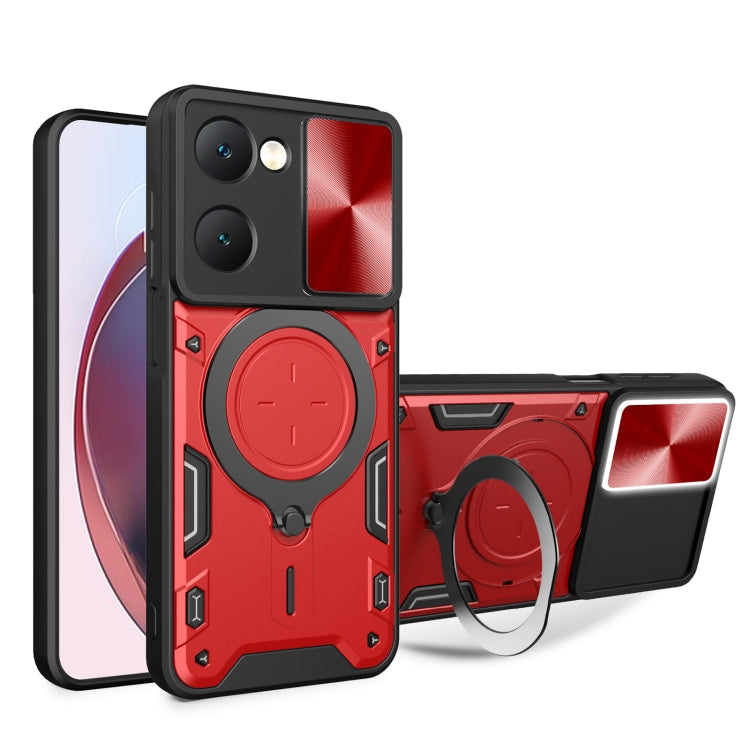 CD Texture Sliding Camshield Magnetic Holder Phone Case, For vivo V30e 5G Global, For vivo Y300 Pro, For vivo iQOO Z9s 5G, For vivo Y28 4G, For vivo Y03 / Y18 / Y18e 4G, For vivo V29e / Y200 5G, For vivo Y36 4G / 5G, For vivo S16 / S16 Pro / V27 5G