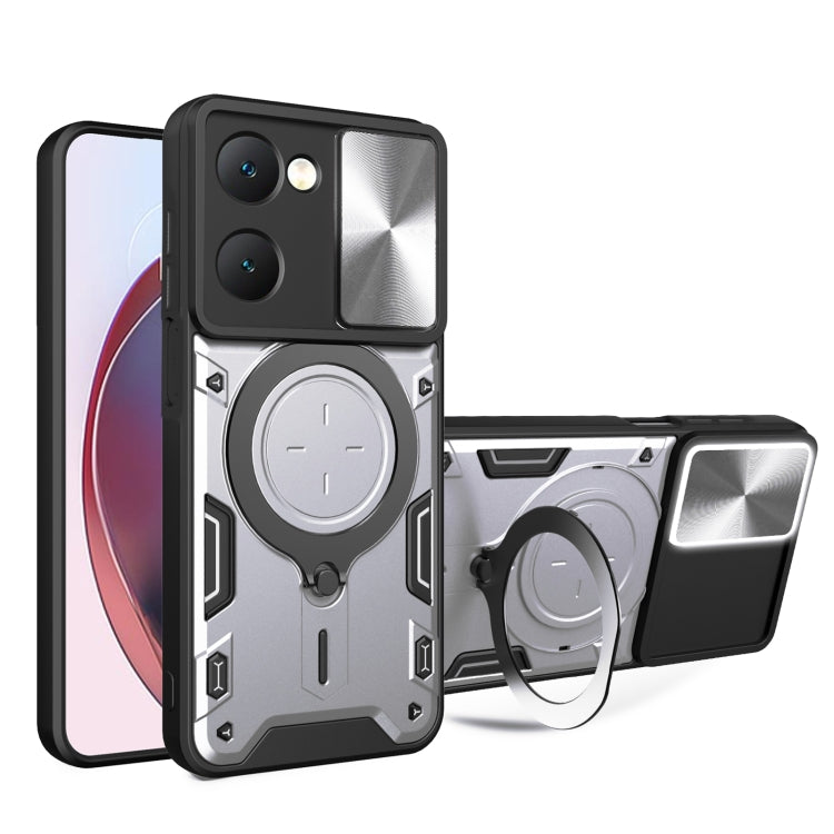 CD Texture Sliding Camshield Magnetic Holder Phone Case, For vivo V30e 5G Global, For vivo Y300 Pro, For vivo iQOO Z9s 5G, For vivo Y28 4G, For vivo Y03 / Y18 / Y18e 4G, For vivo V29e / Y200 5G, For vivo Y36 4G / 5G, For vivo S16 / S16 Pro / V27 5G