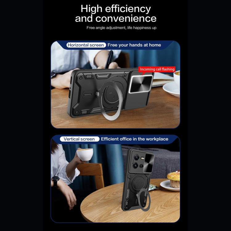 CD Texture Sliding Camshield Magnetic Holder Phone Case, For vivo V25 5G Global, For vivo Y16, For vivo V23e 4G / 5G Global, For vivo V23 5G / S12 5G, For vivo Y51 2020 / Y31, For vivo V21, For vivo Y35 4G