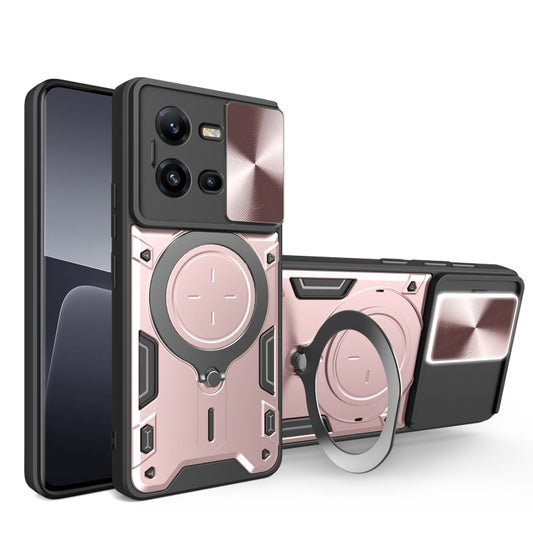 CD Texture Sliding Camshield Magnetic Holder Phone Case, For vivo V25 5G Global, For vivo Y16, For vivo V23e 4G / 5G Global, For vivo V23 5G / S12 5G, For vivo Y51 2020 / Y31, For vivo V21, For vivo Y35 4G