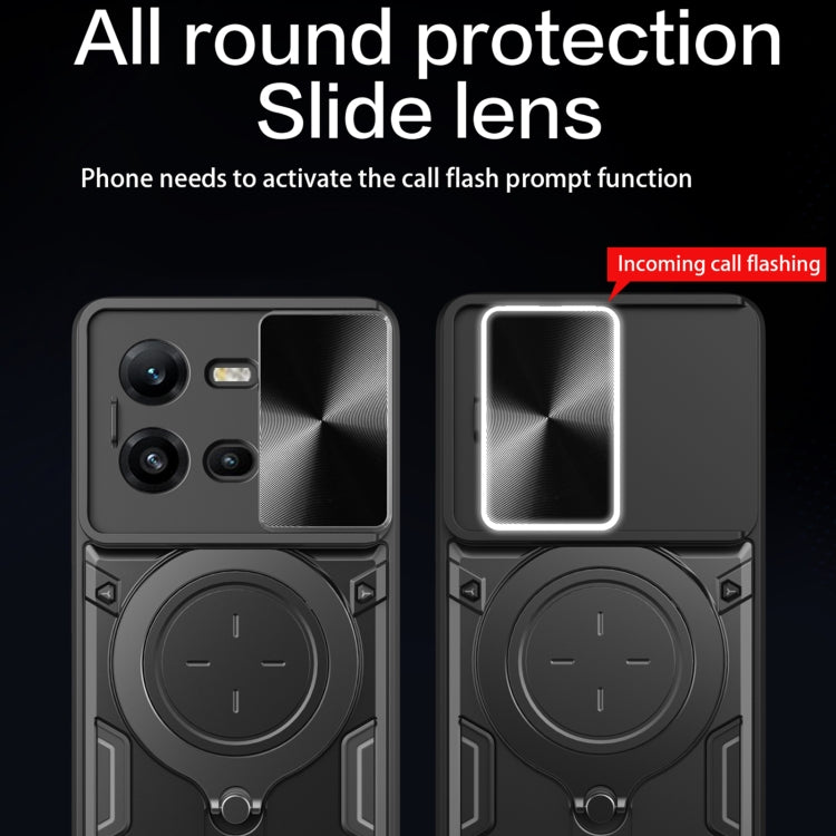 CD Texture Sliding Camshield Magnetic Holder Phone Case, For vivo V25 5G Global, For vivo Y16, For vivo V23e 4G / 5G Global, For vivo V23 5G / S12 5G, For vivo Y51 2020 / Y31, For vivo V21, For vivo Y35 4G