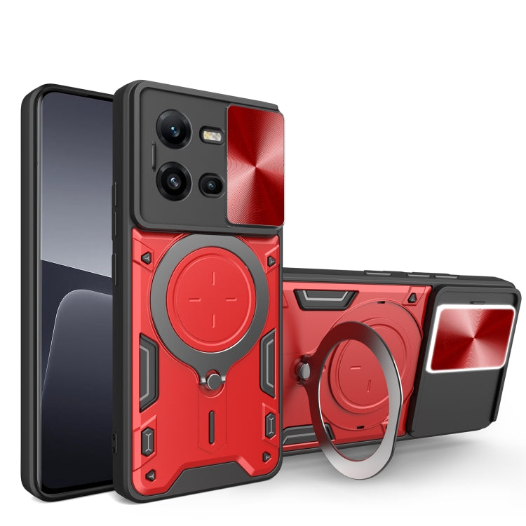 CD Texture Sliding Camshield Magnetic Holder Phone Case, For vivo V25 5G Global, For vivo Y16, For vivo V23e 4G / 5G Global, For vivo V23 5G / S12 5G, For vivo Y51 2020 / Y31, For vivo V21, For vivo Y35 4G
