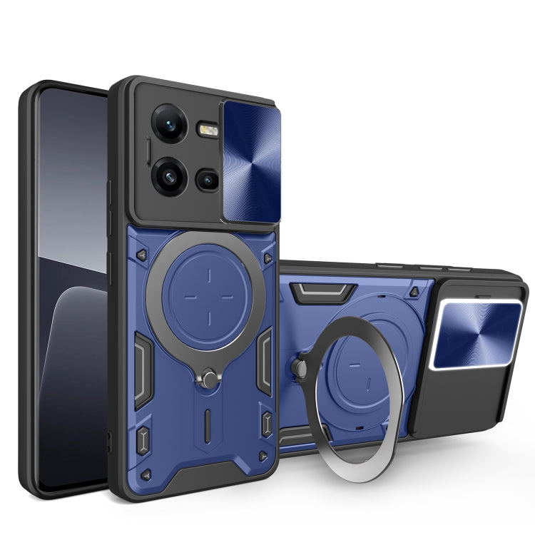 CD Texture Sliding Camshield Magnetic Holder Phone Case, For vivo V25 5G Global, For vivo Y16, For vivo V23e 4G / 5G Global, For vivo V23 5G / S12 5G, For vivo Y51 2020 / Y31, For vivo V21, For vivo Y35 4G