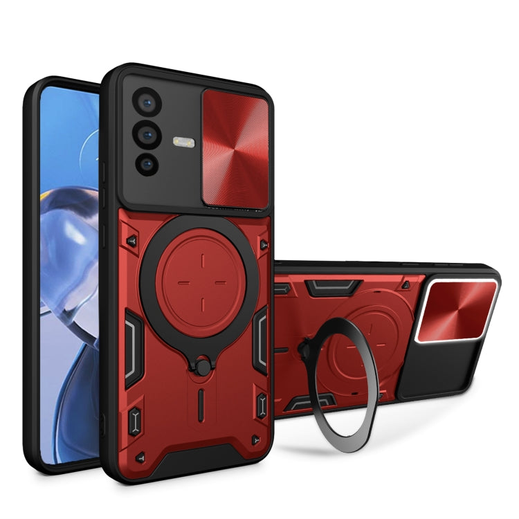 CD Texture Sliding Camshield Magnetic Holder Phone Case, For vivo V25 5G Global, For vivo Y16, For vivo V23e 4G / 5G Global, For vivo V23 5G / S12 5G, For vivo Y51 2020 / Y31, For vivo V21, For vivo Y35 4G