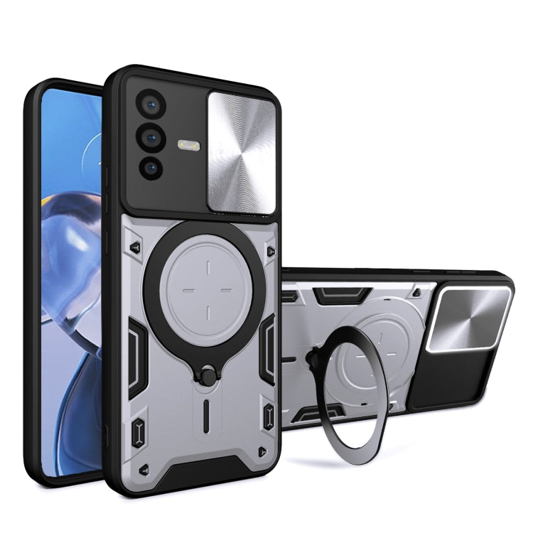 CD Texture Sliding Camshield Magnetic Holder Phone Case, For vivo V25 5G Global, For vivo Y16, For vivo V23e 4G / 5G Global, For vivo V23 5G / S12 5G, For vivo Y51 2020 / Y31, For vivo V21, For vivo Y35 4G