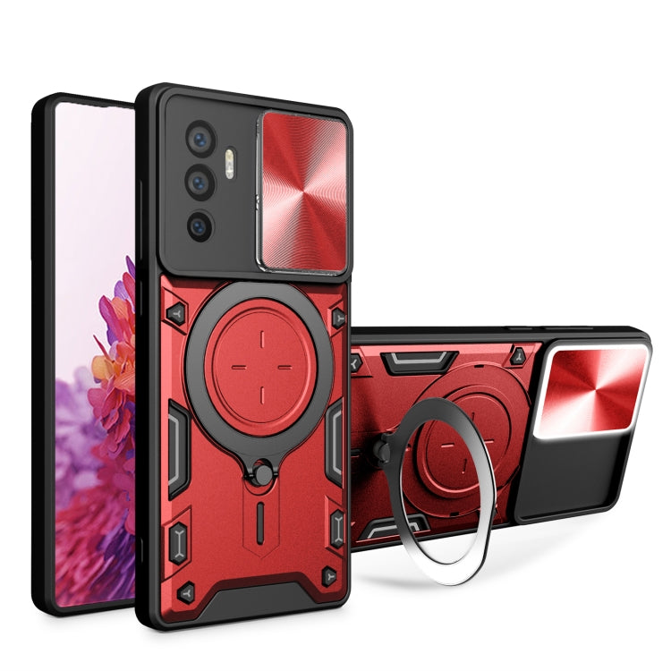 CD Texture Sliding Camshield Magnetic Holder Phone Case, For vivo V25 5G Global, For vivo Y16, For vivo V23e 4G / 5G Global, For vivo V23 5G / S12 5G, For vivo Y51 2020 / Y31, For vivo V21, For vivo Y35 4G