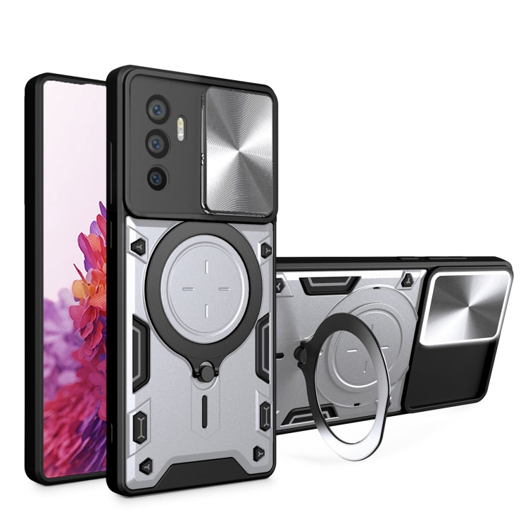 CD Texture Sliding Camshield Magnetic Holder Phone Case, For vivo V25 5G Global, For vivo Y16, For vivo V23e 4G / 5G Global, For vivo V23 5G / S12 5G, For vivo Y51 2020 / Y31, For vivo V21, For vivo Y35 4G