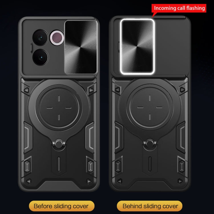 CD Texture Sliding Camshield Magnetic Holder Phone Case, For vivo V30e 5G Global, For vivo Y300 Pro, For vivo iQOO Z9s 5G, For vivo Y28 4G, For vivo Y03 / Y18 / Y18e 4G, For vivo V29e / Y200 5G, For vivo Y36 4G / 5G, For vivo S16 / S16 Pro / V27 5G