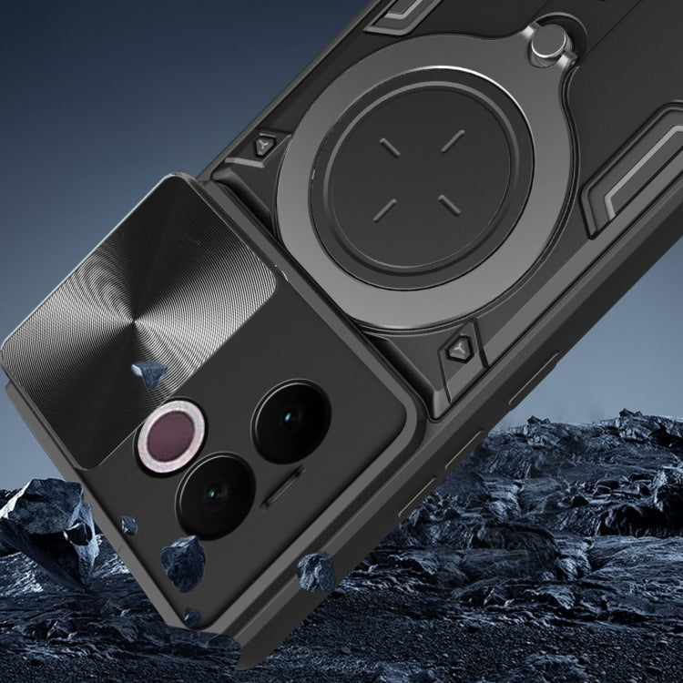 CD Texture Sliding Camshield Magnetic Holder Phone Case, For vivo V30e 5G Global, For vivo Y300 Pro, For vivo iQOO Z9s 5G, For vivo Y28 4G, For vivo Y03 / Y18 / Y18e 4G, For vivo V29e / Y200 5G, For vivo Y36 4G / 5G, For vivo S16 / S16 Pro / V27 5G