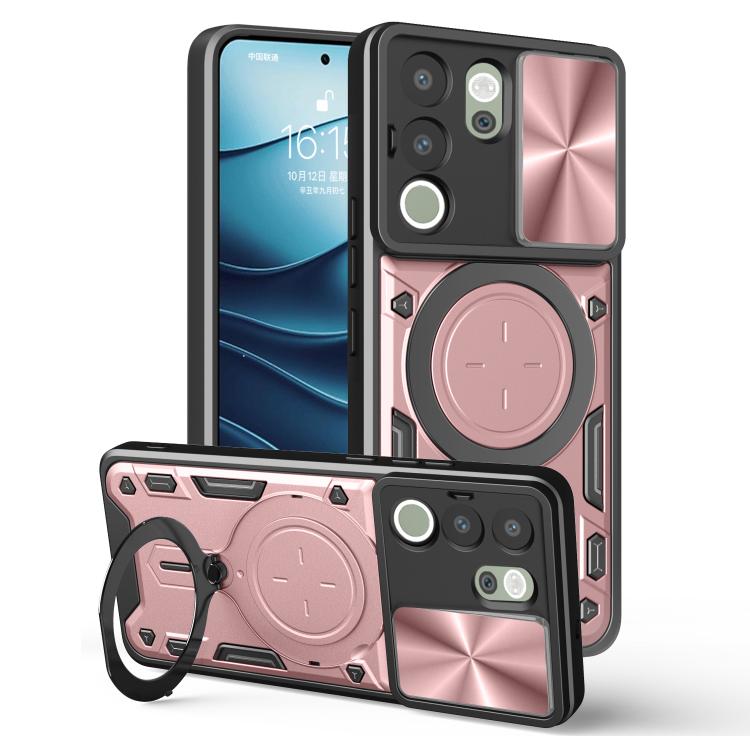CD Texture Sliding Camshield Magnetic Holder Phone Case, For vivo V30e 5G Global, For vivo Y300 Pro, For vivo iQOO Z9s 5G, For vivo Y28 4G, For vivo Y03 / Y18 / Y18e 4G, For vivo V29e / Y200 5G, For vivo Y36 4G / 5G, For vivo S16 / S16 Pro / V27 5G