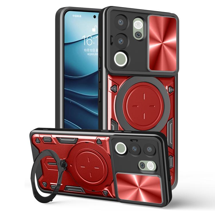 CD Texture Sliding Camshield Magnetic Holder Phone Case, For vivo V30e 5G Global, For vivo Y300 Pro, For vivo iQOO Z9s 5G, For vivo Y28 4G, For vivo Y03 / Y18 / Y18e 4G, For vivo V29e / Y200 5G, For vivo Y36 4G / 5G, For vivo S16 / S16 Pro / V27 5G