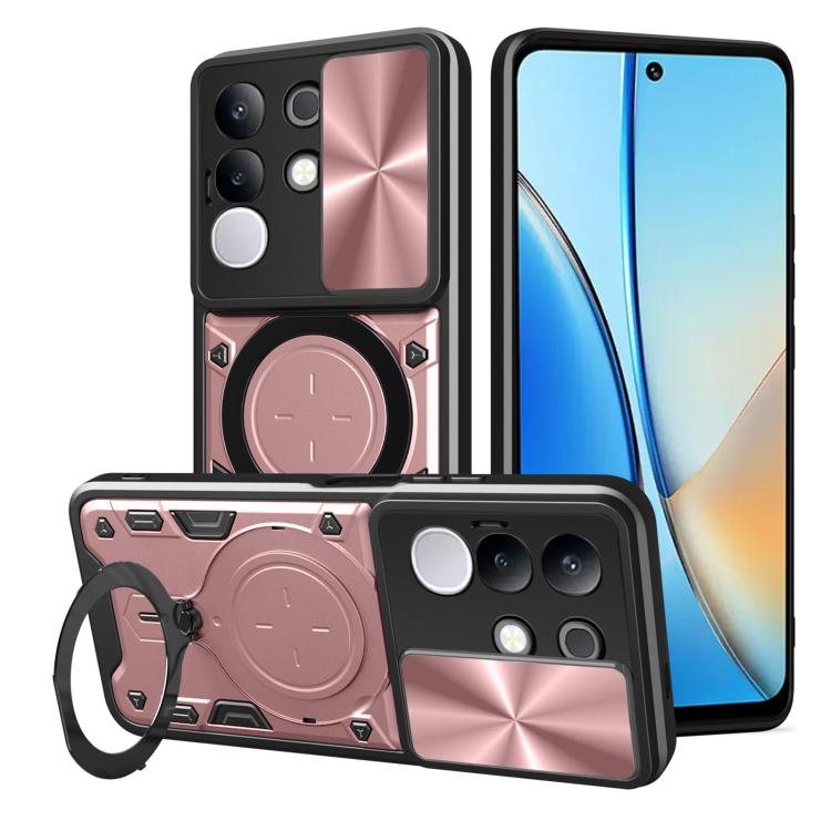 CD Texture Sliding Camshield Magnetic Holder Phone Case, For vivo Y39 5G, For vivo Y29s 5G, For vivo Y29 4G, For vivo V50 5G, For vivo iQOO 13, For vivo Y19s 4G, For vivo X200 5G, For vivo X200 Pro 5G